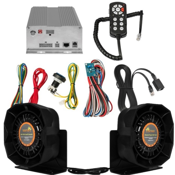 Set semnalizare acustica 300W compus din Sirena si 2 Difuzoare